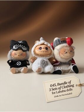 045, Bundle of 3 Set of Clothes for Labubu dolls Dolls(Dolls Not Included)
